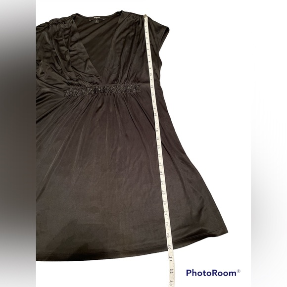 Express Black Satin Cap Sleeve Beaded Tunic/Dress size M - Picture 2 of 7